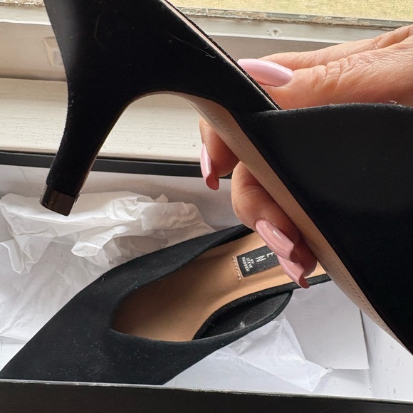 Ainsley Black Suede Pointed-Toe Low Heel Pumps - Picture 2 of 8